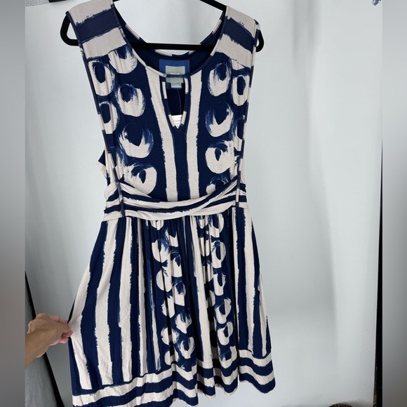 NWT ANTHROPOLOGIE MAEVE Women’s Navy Marin Sennebec Fit & Flare Jersey Dress L - Picture 4 of 8